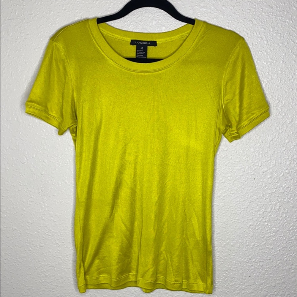 Louben silk & cotton T in celadon yellow